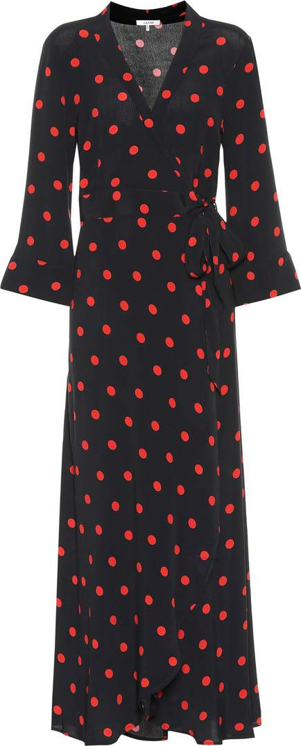 Ganni Barra crêpe wrap maxi dress