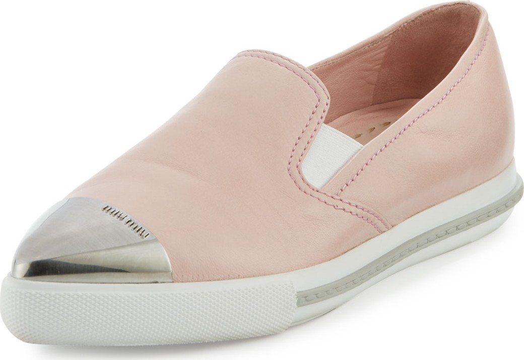 Miu Miu Metallic Cap-Toe Skate Sneakers