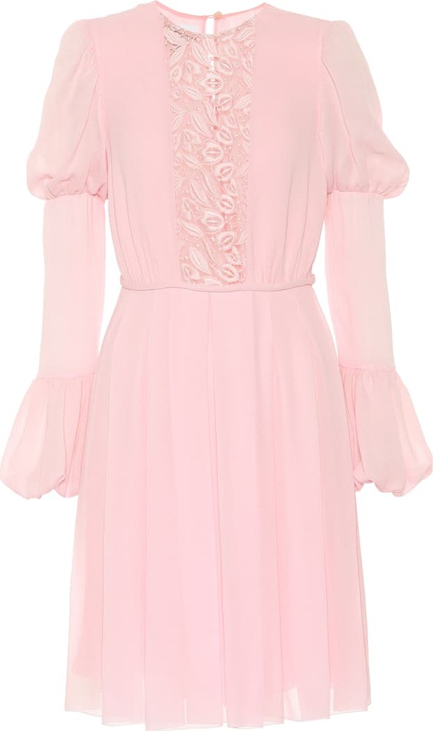 Giambattista Valli Lace-trimmed georgette minidress