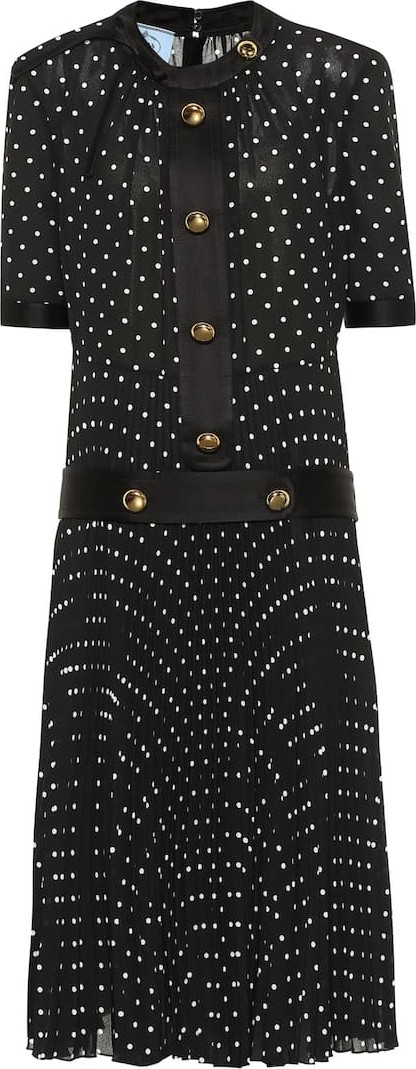Prada Dotted silk-blend midi dress