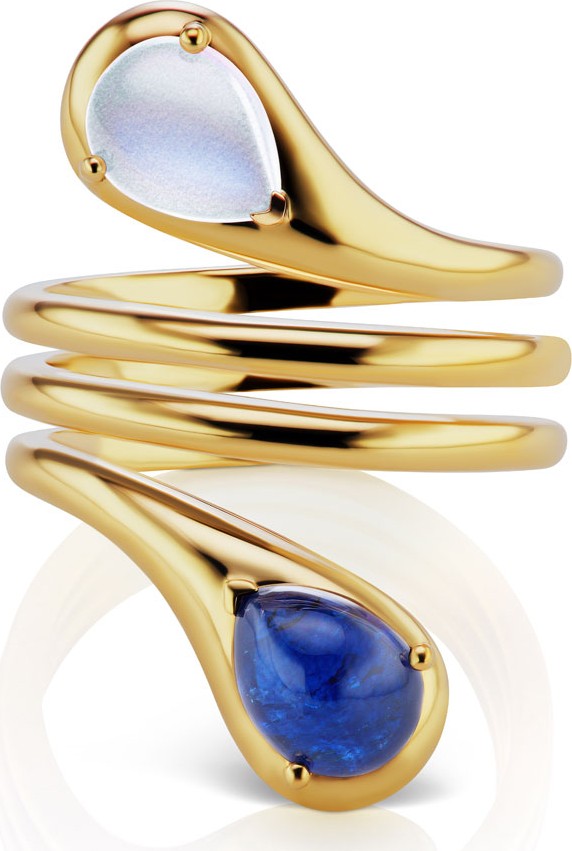 Maria Canale 18k Gold Two-Stone Coil Ring, Size 6