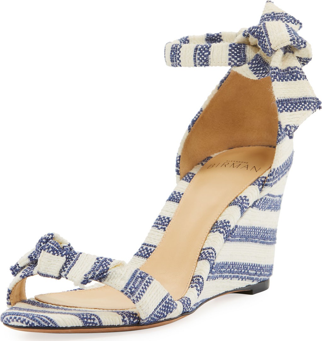 Alexandre Birman Clarita Striped Wedge Sandals