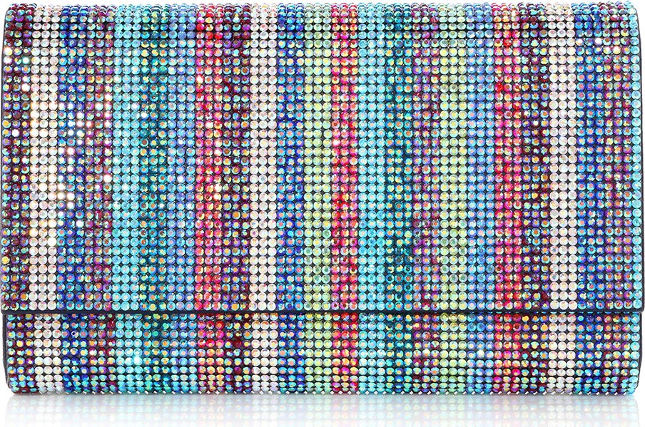 Judith Leiber Fizzoni Candy Stripe Crystal Clutch Bag