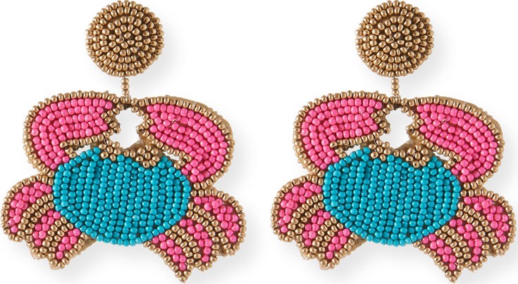 Kenneth Jay Lane Crab Seed Bead Earrings