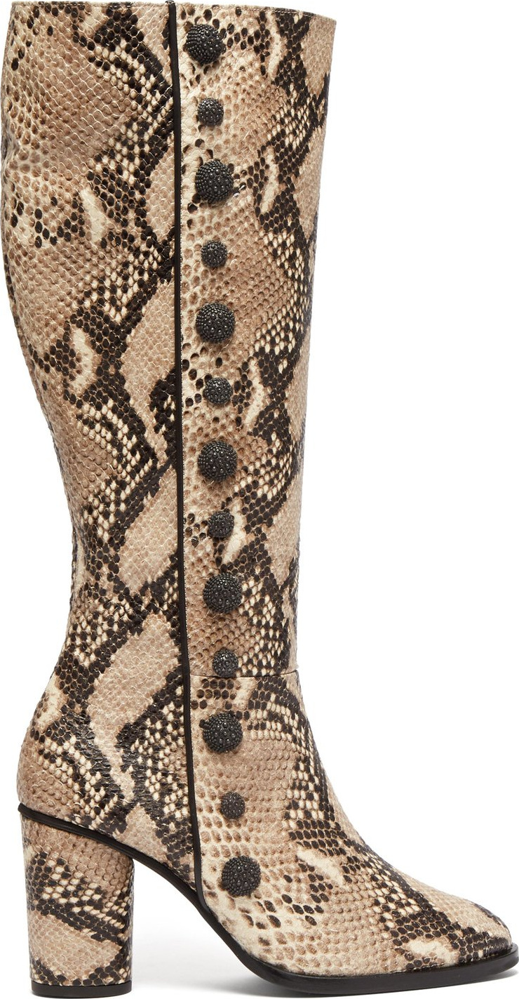 Rue St Lana snake-effect leather knee-high boots