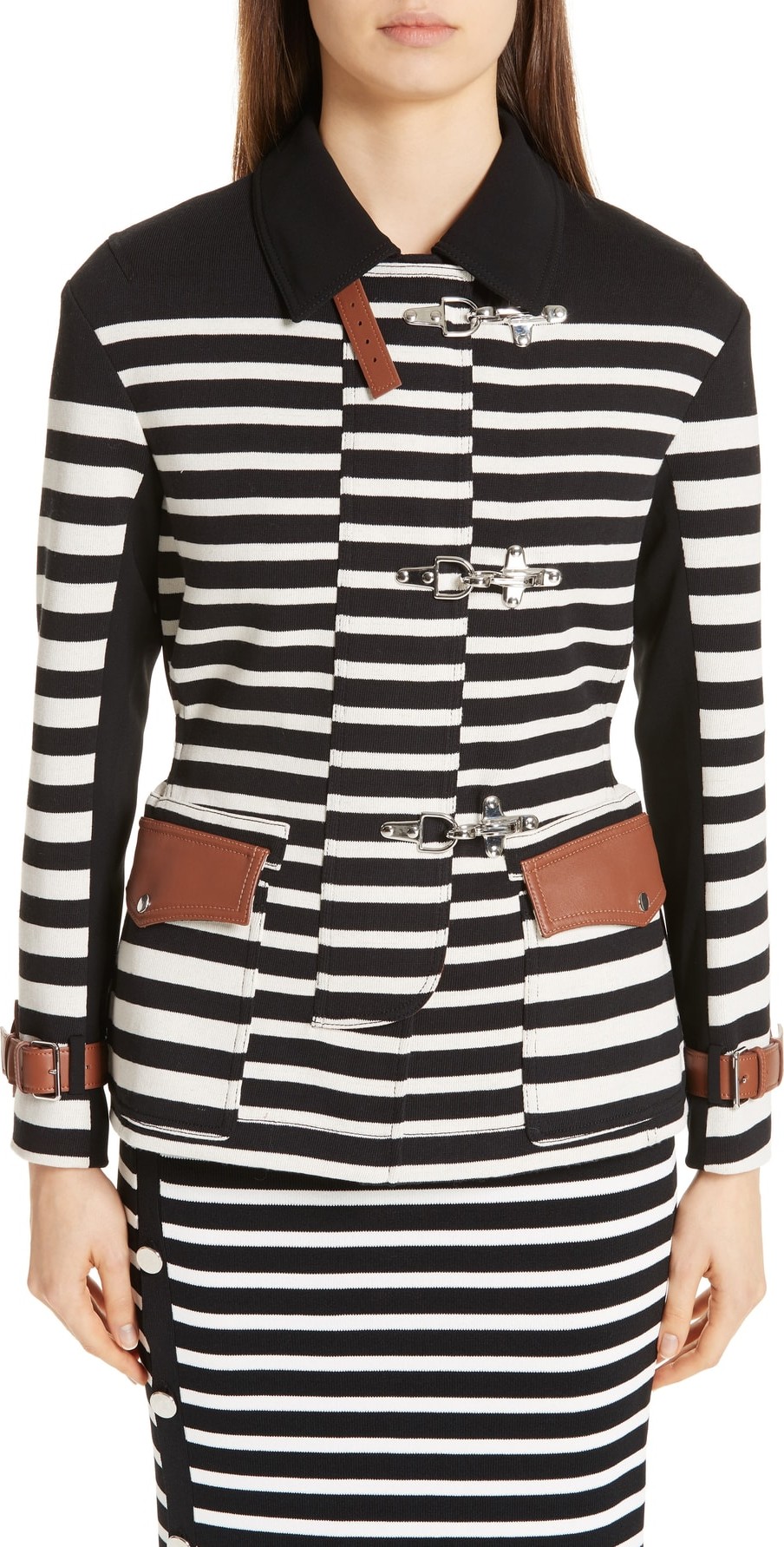Altuzarra Leather Detail Stripe Jacket