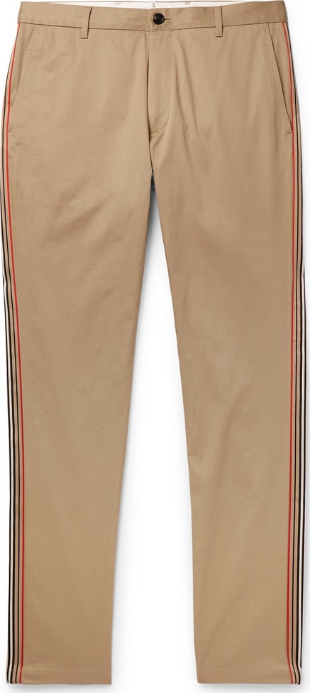 Burberry London England Slim-Fit Grosgrain-Trimmed Cotton-Twill Chinos