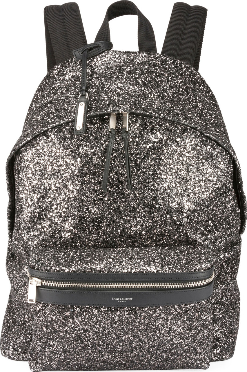 Saint Laurent Mini City Glitter Metallic Backpack