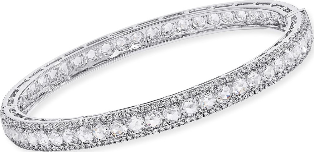 64 Facets 18k White Gold Diamond Bangle Bracelet