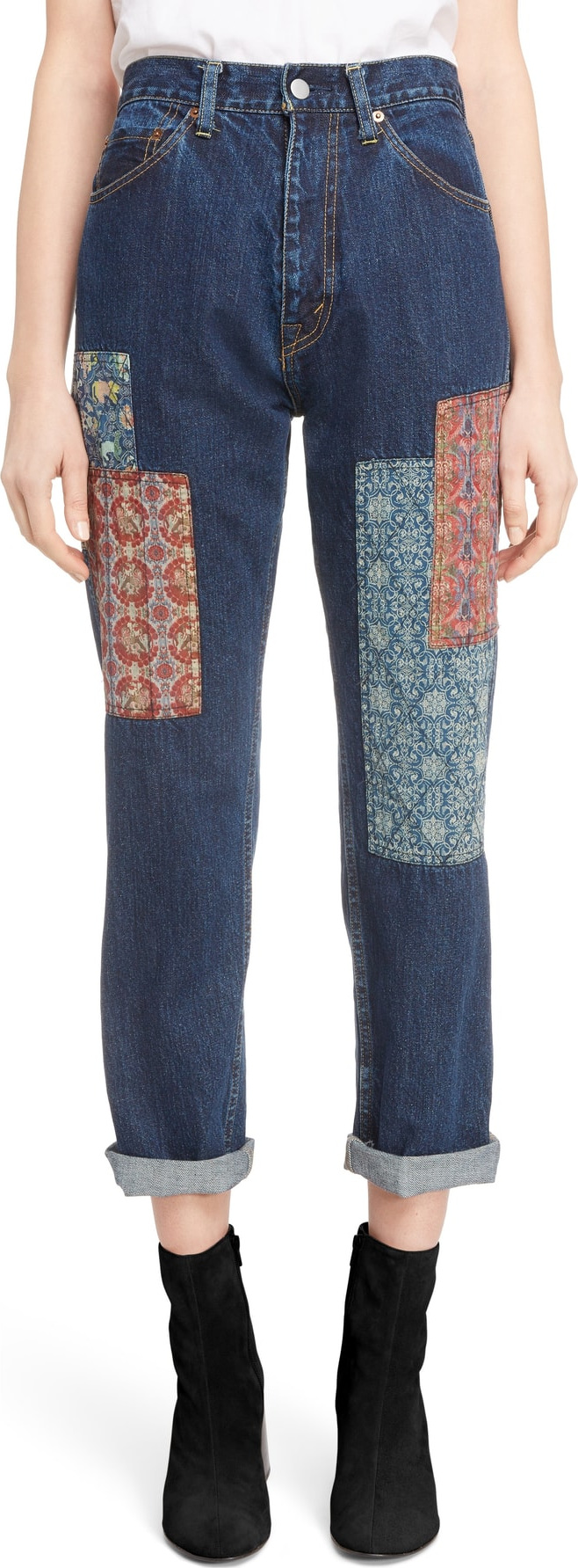 Y's By Yohji Yamamoto Archive Silk Patch Jeans