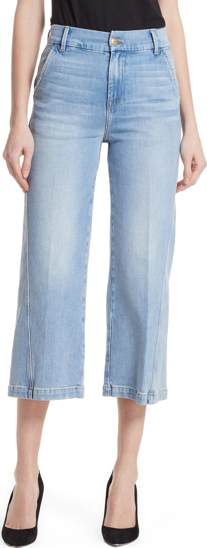 FRAME DENIM Twist Seam Crop Wide Leg Jeans
