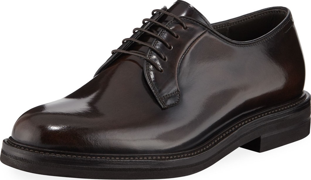 Brunello Cucinelli Men's Patent Leather Oxford Shoes