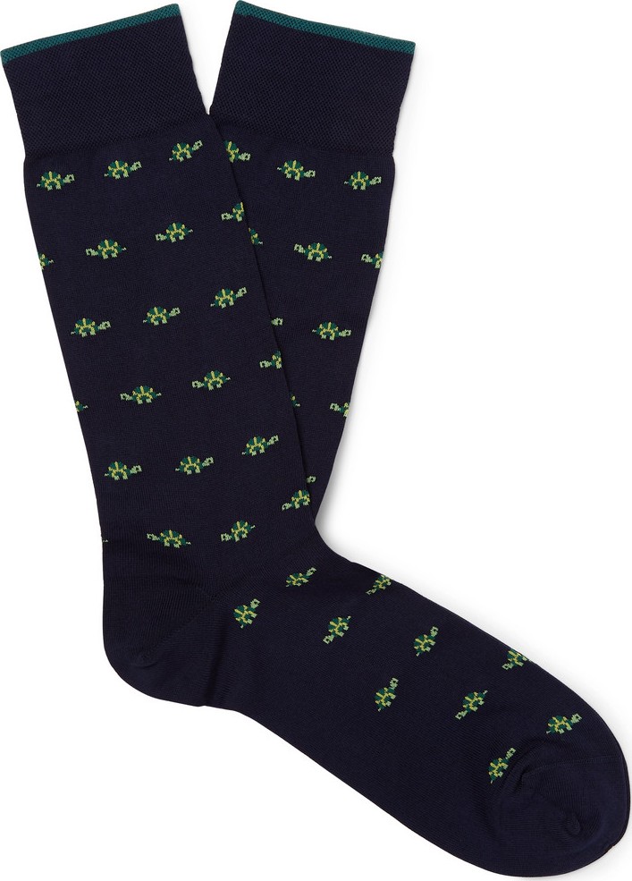 Marcoliani Intarsia Pima Cotton-Blend Socks