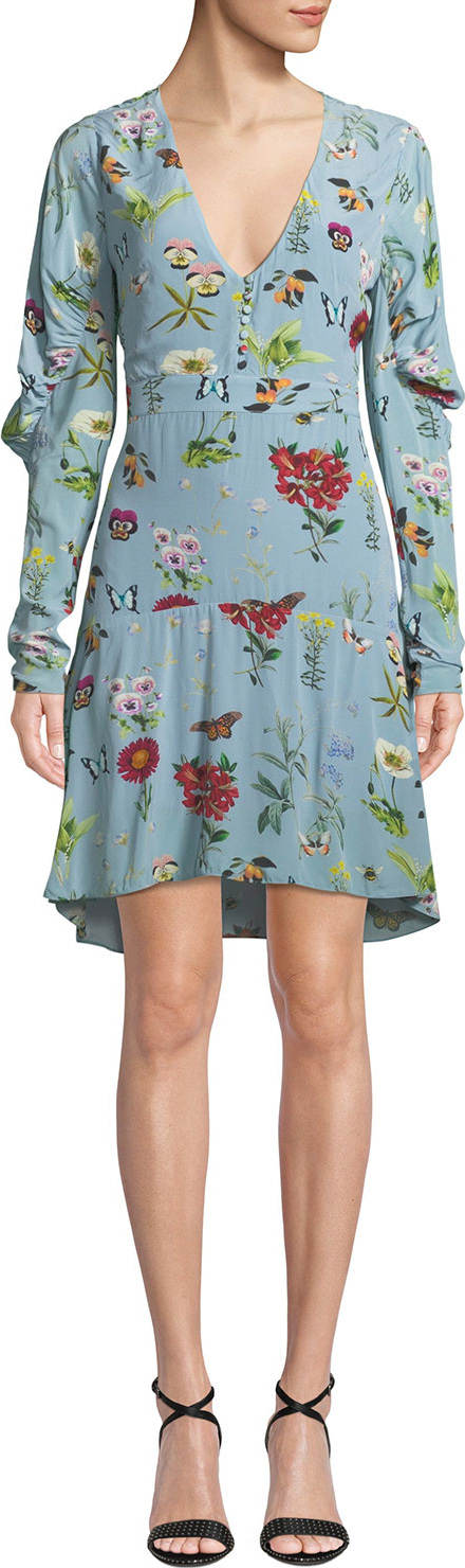 Joie Tamarice Floral Long-Sleeve Short Dress