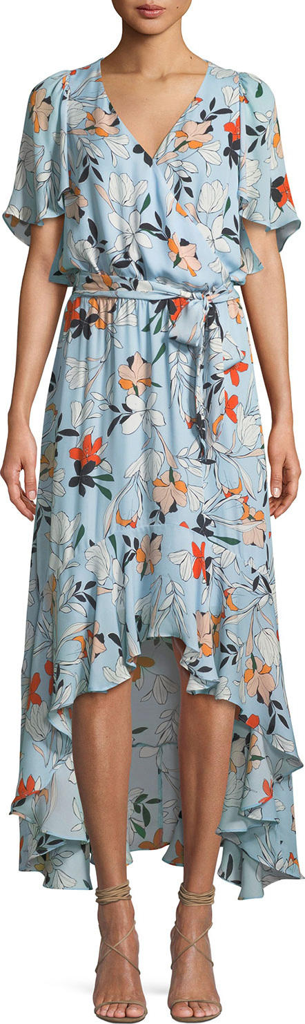 Parker Demi Floral-Print Silk Wrap Dress