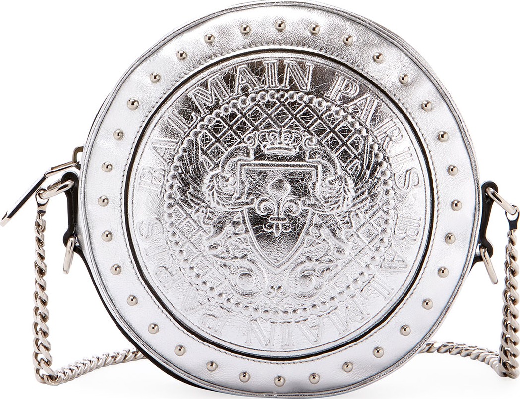 Balmain Disco Metallic Circle Crossbody Bag