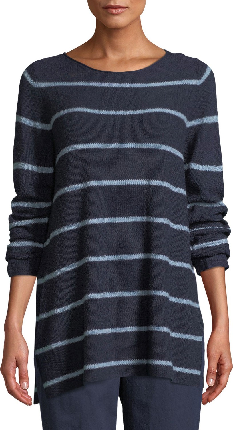 Eileen Fisher Striped Wool-Blend Pullover Sweater