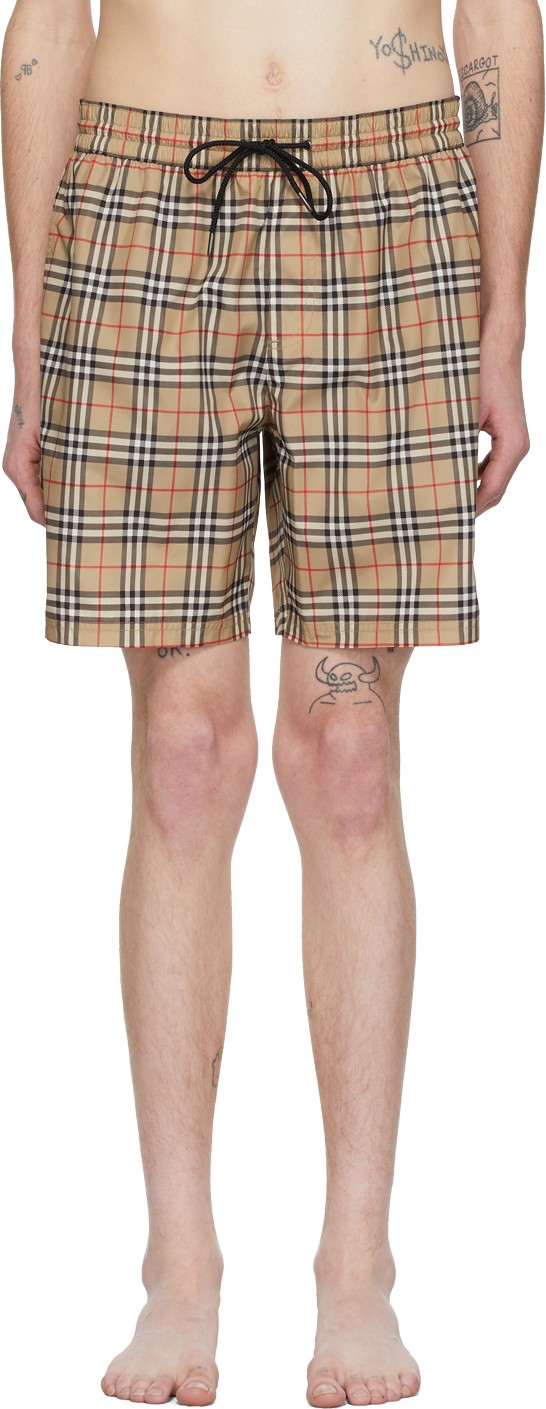 Burberry London England Beige Check Guildes Swim Shorts