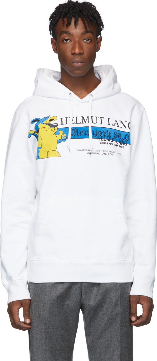 Helmut Lang White Radio Hoodie