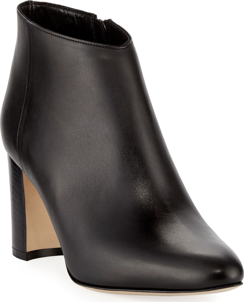 Manolo Blahnik Brusta Leather Stack-Heel Bootie