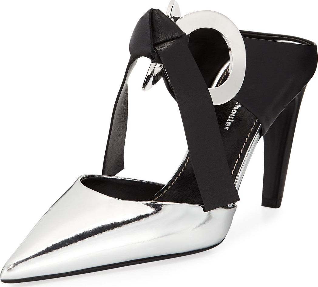 Proenza Schouler Plus Rings Knot Metallic Leather Mules