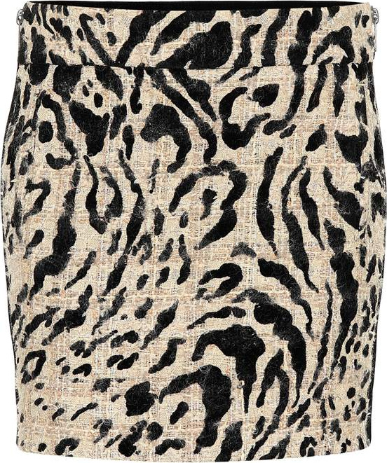 Haider Ackermann Tweed and suede miniskirt