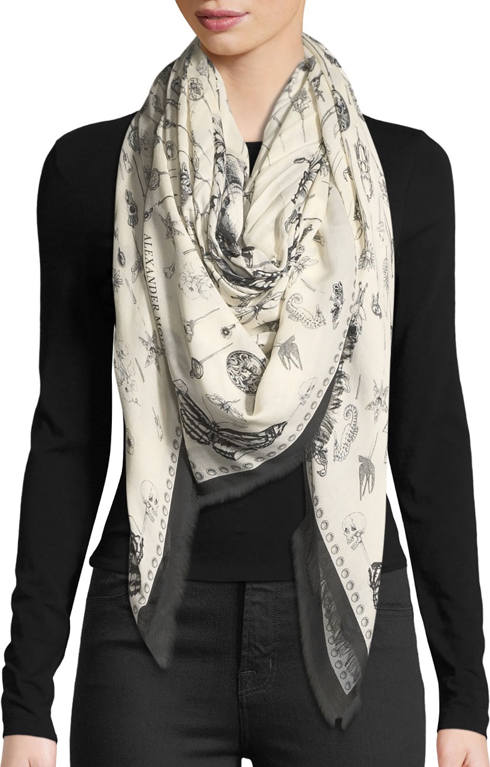 Alexander McQueen Heirloom Pins Square Printed Scarf