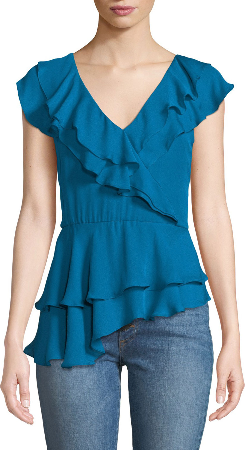Alice + Olivia Pandora Ruffle Tiered Peplum Blouse