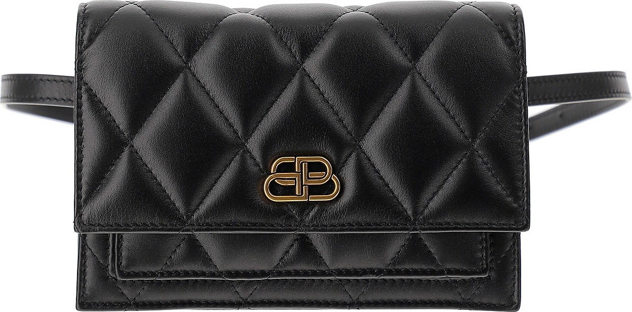 Balenciaga BB Tissue Black Quilted Leather Belt Bag