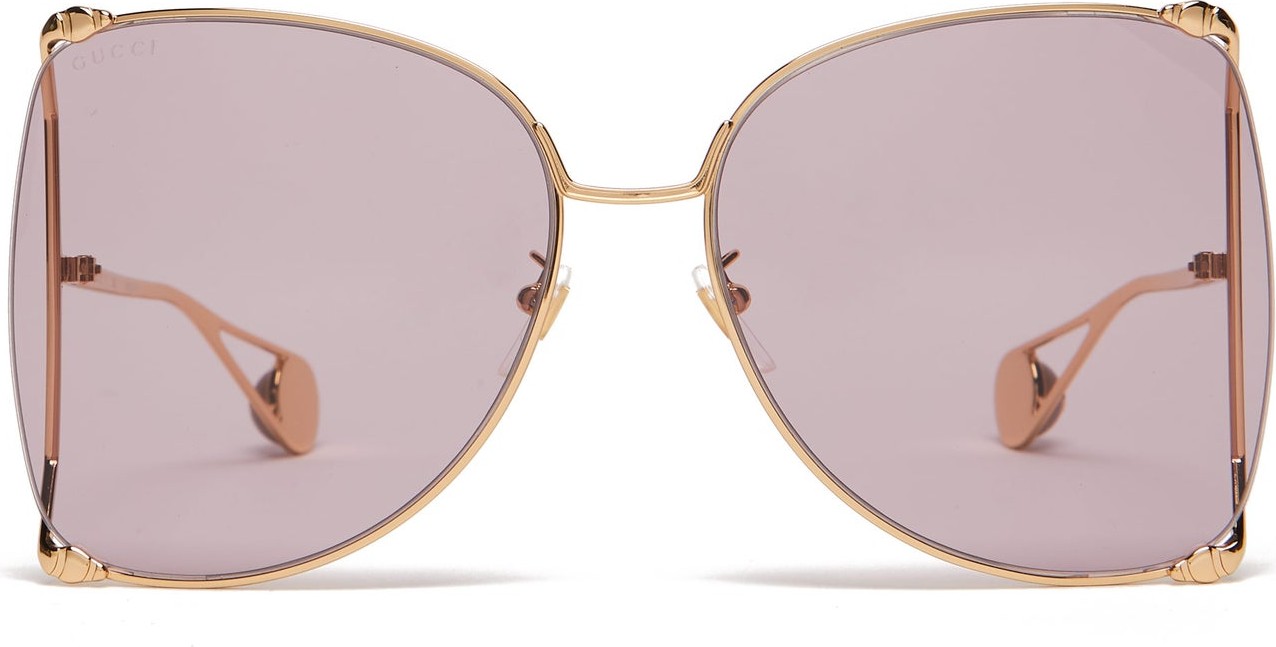 Gucci Oversized round metal sunglasses