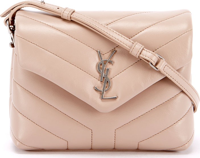 Saint Laurent Loulou Monogram YSL Mini V-Flap Calf Leather Crossbody Bag - Nickel Oxide Hardware