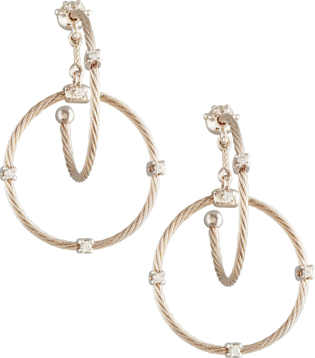 Paul Morelli 18k White Gold Diamond Link Earrings, 28mm