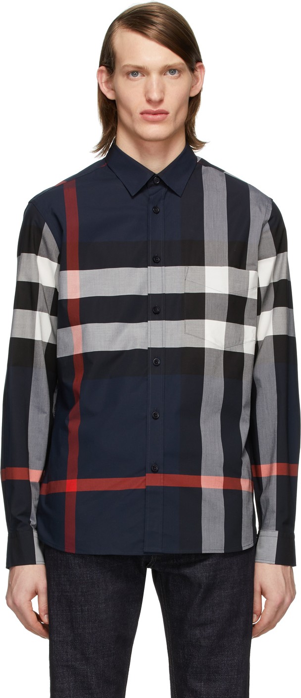 Burberry London England Navy Check Windsor Shirt