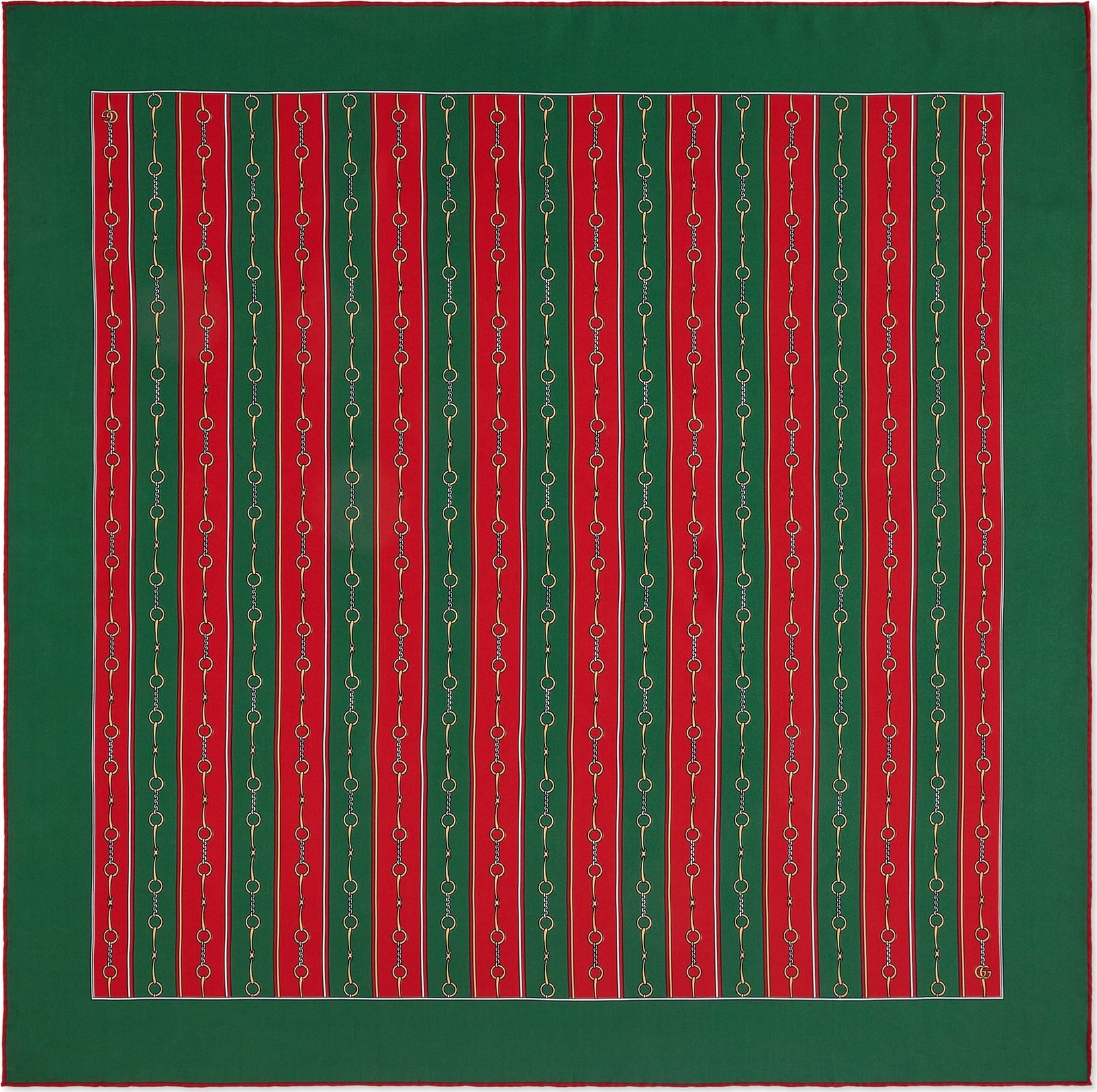 Gucci Stripe Horsebit Print Silk Scarf