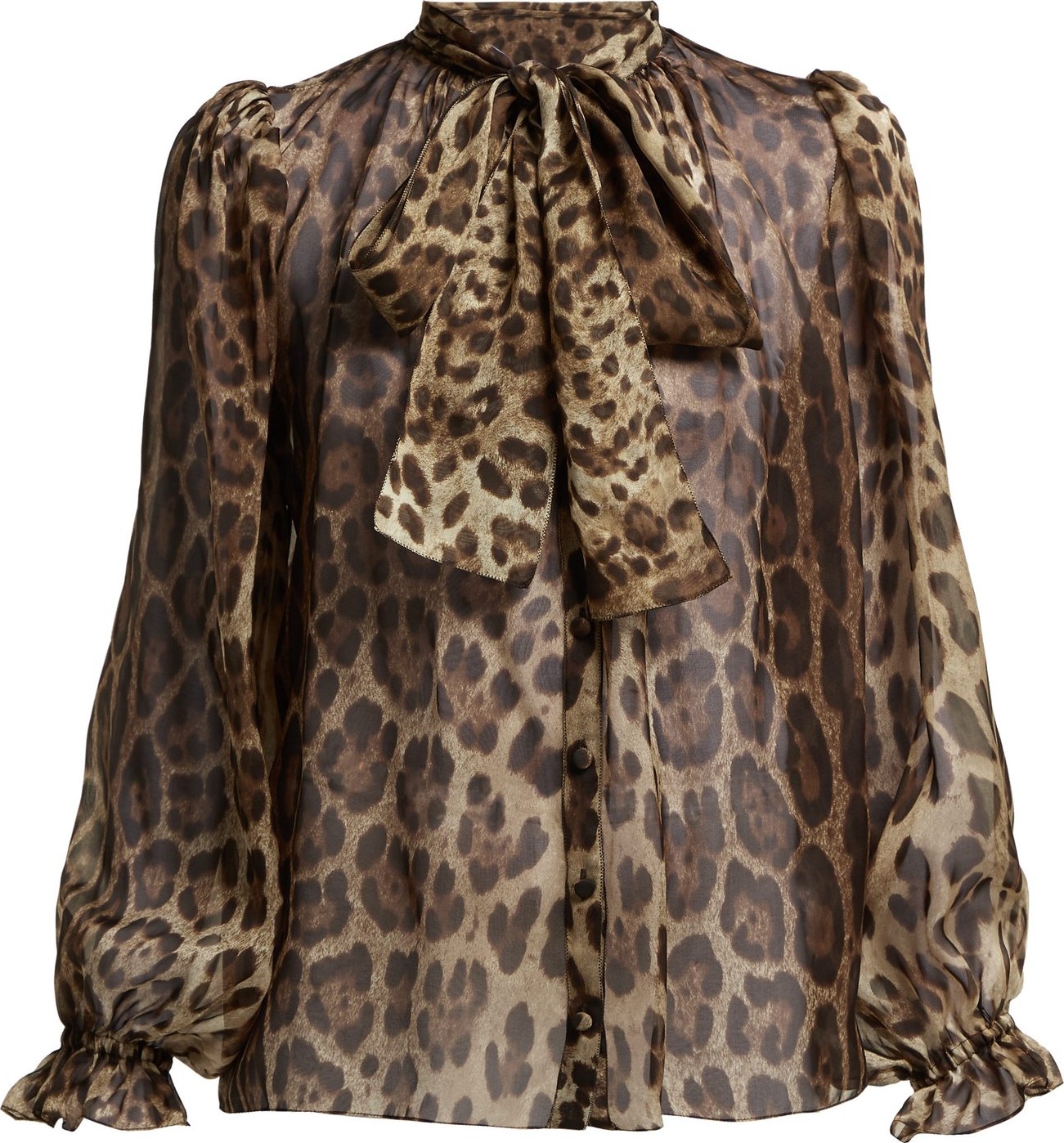 Dolce & Gabbana Leopard-print pussy-bow silk blouse