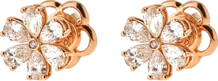 ZYDO Luminal 18k Rose Gold Diamond Flower Stud Earrings