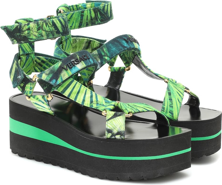 Versace Jungle-print platform sandals