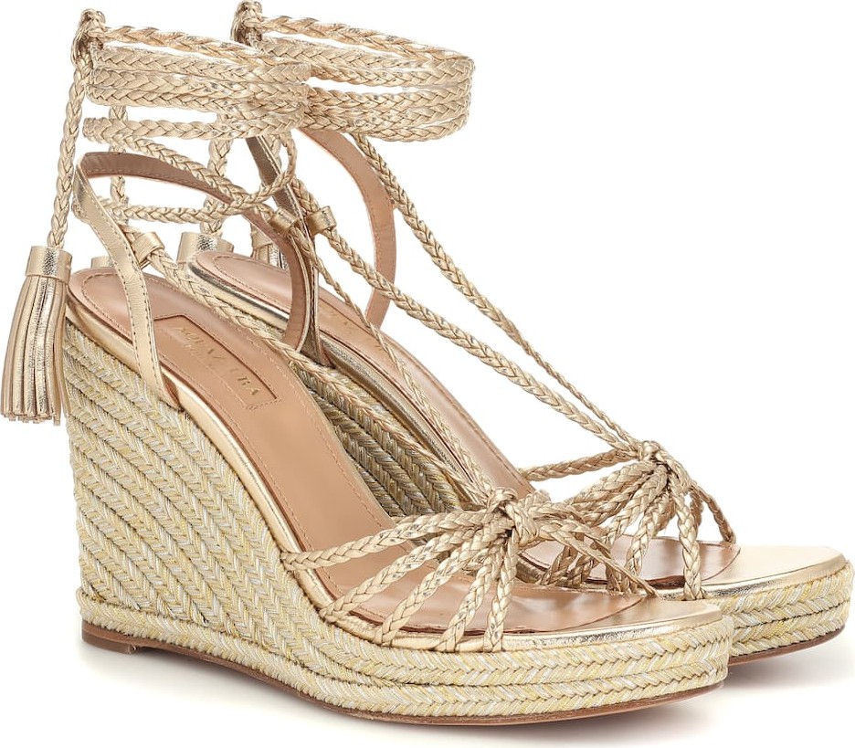 Aquazzura Savannah Espadrille 85 leather wedges