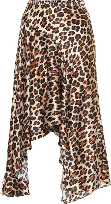 Caroline Constas Leopard-print silk-satin midi skirt