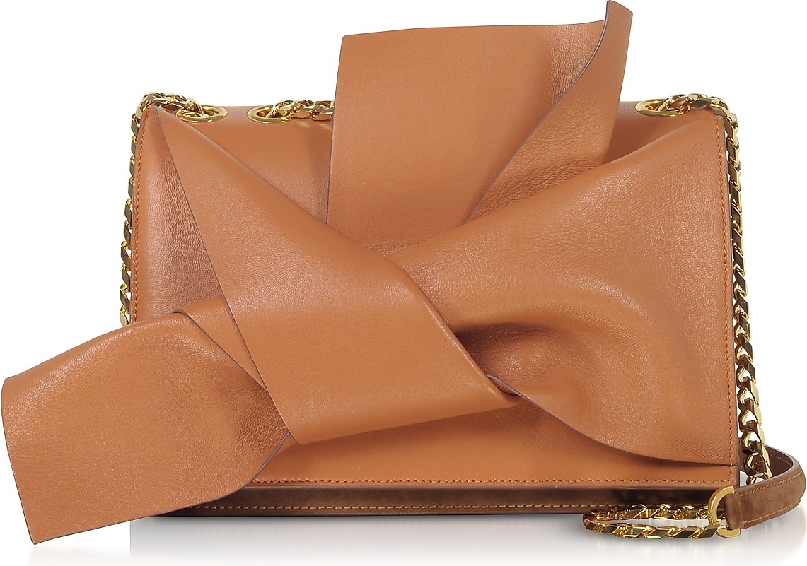 N°21 Leather Medium Bow Bag w/Shoulder Strap