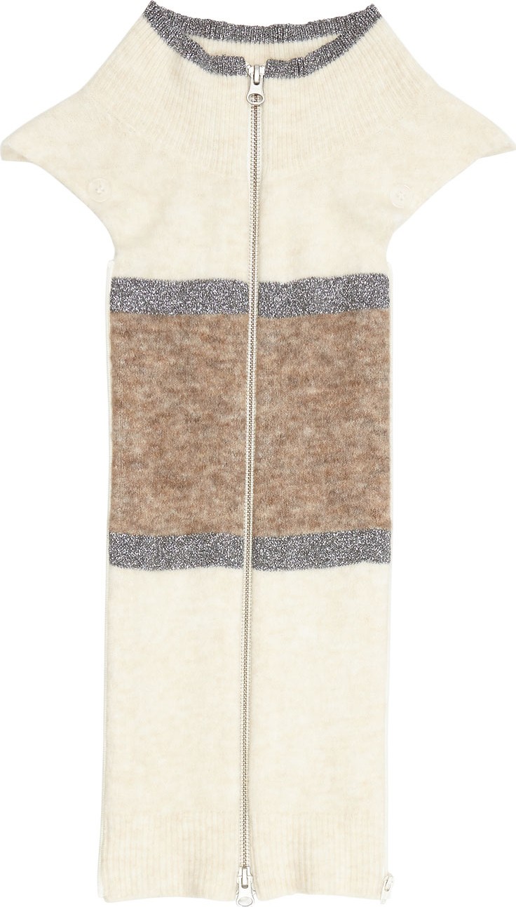 Veronica Beard Mackay Colorblock Metallic Zip-Front Dickey