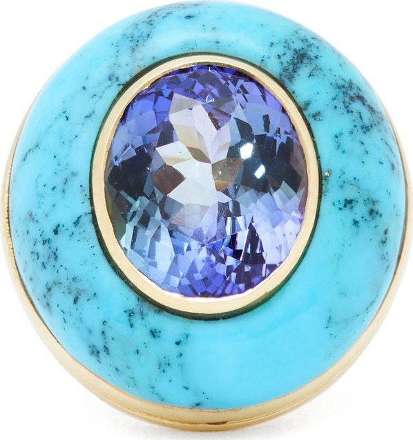 Retrouvai Lollipop gold, tanzanite & turquoise ring