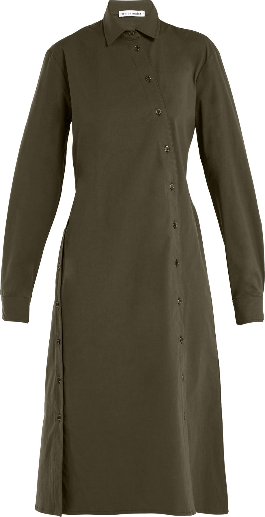 Tomas Maier Asymmetric-buttoned poplin dress