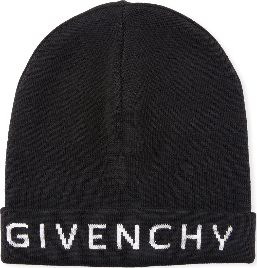 Givenchy Wool Knit Logo Beanie Hat