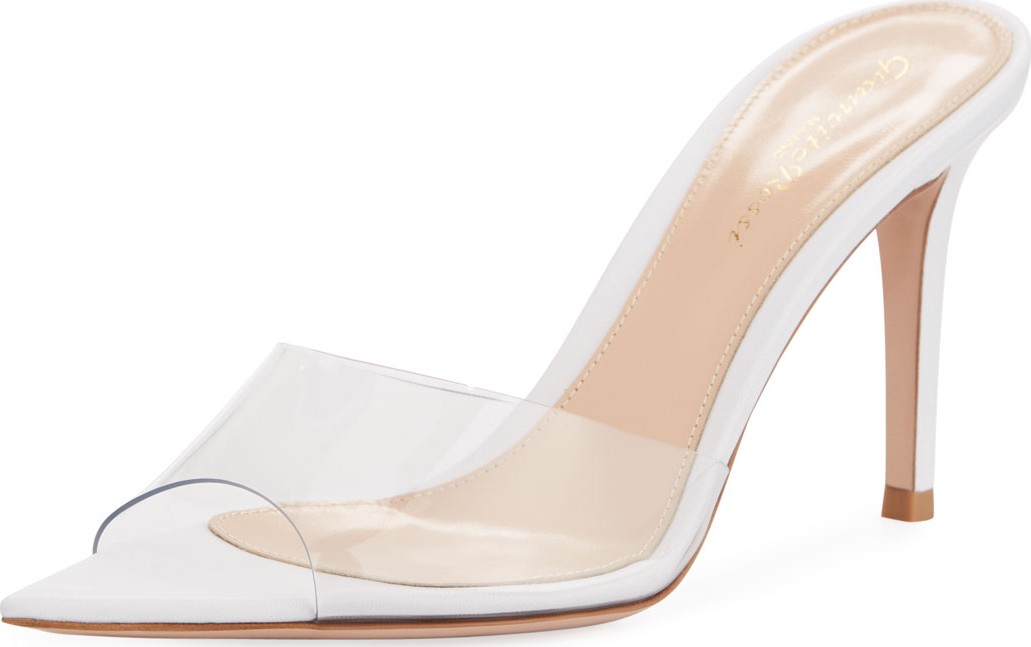 Gianvito Rossi Plexi See-Through Vinyl/Leather Slide Sandals