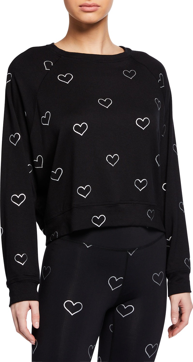 Terez Foil-Printed Crewneck Pullover Sweatshirt