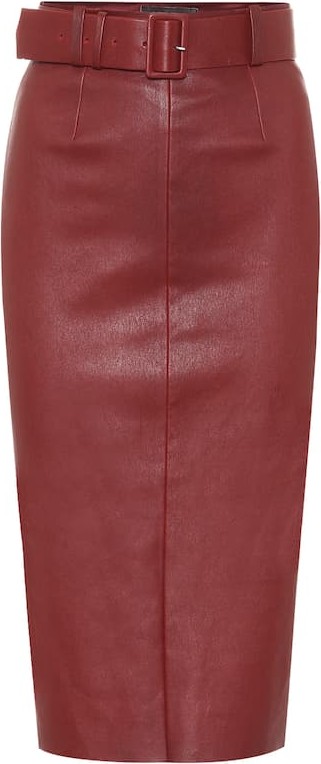 Stouls Megan high-rise leather midi skirt