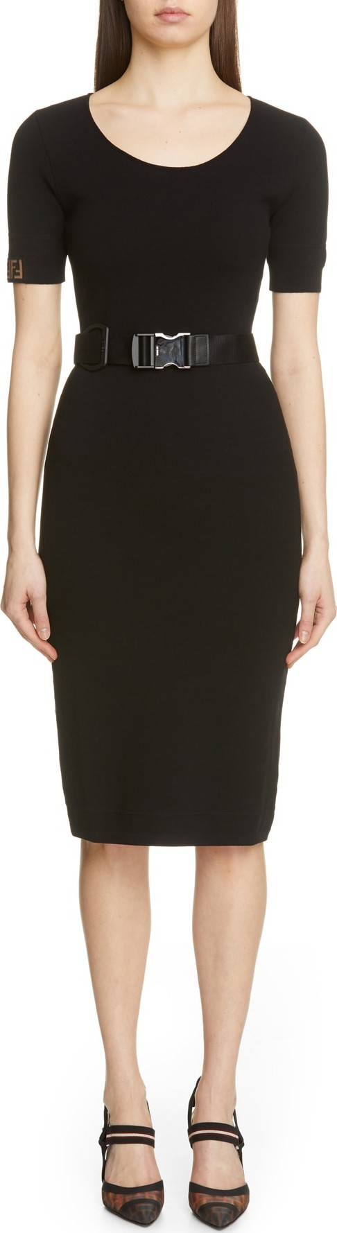 Fendi Belted Logo Dress