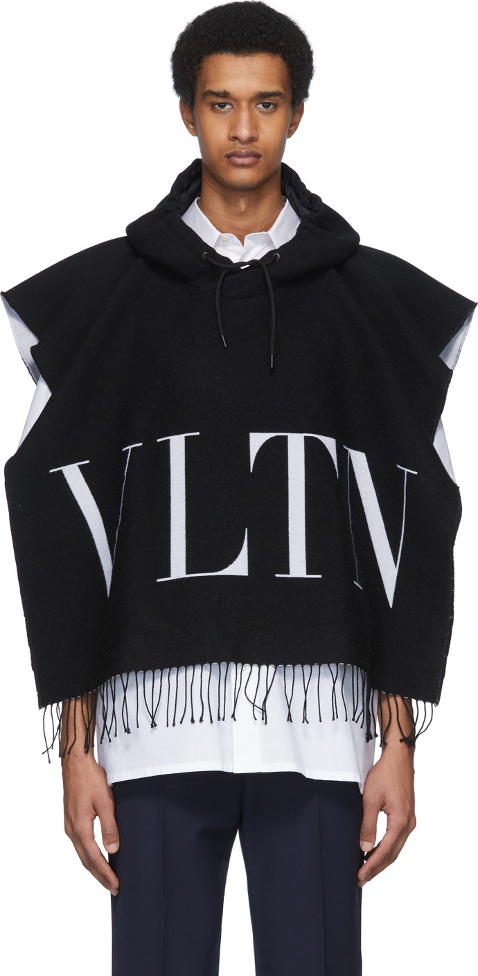 Valentino Black Valentino Garavani VLTN Poncho Scarf