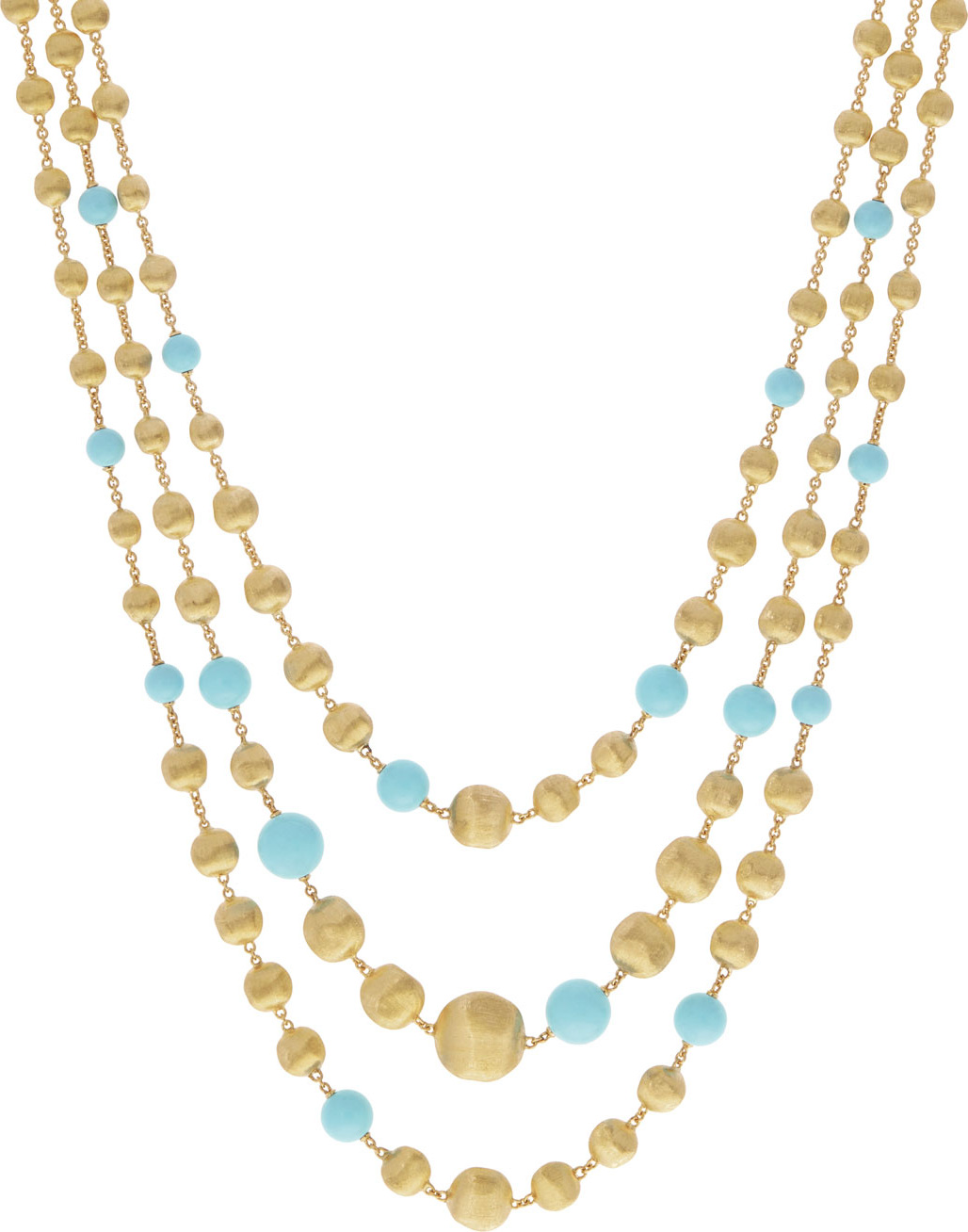Marco Bicego 18k Turquoise Triple-Row Necklace
